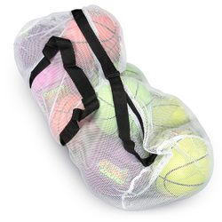 39" Mesh Sports Ball Bag with Strap, White