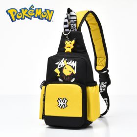 3-Color Pokemon Shoulder Bag Men's and Women's Chest Bag Canvas Youth Sports Pikachu Crossbody Bag Handbag Chest Strap Waist Bag (Height: 15CM-32CM, Color: HUAN)