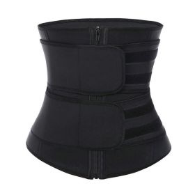 Workout Waist Trainers for Women Sweat Waist Trimmers Weight Loss Body Shaper (Color: Double belt Black, size: XL)