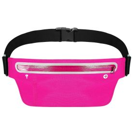 Unisex Sport Waist Pack Running Belt Bag Pouch Adjustable Bounce Free Sweat-Proof Lightweight Slim (Color: PINK)