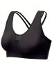 Breathable Mesh Wire-free Sports Bra, Stretchy High Impact Yoga Fitness Gym Cropped Top, Women's Activewear